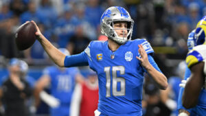 Lions’ Goff joins Brady, Manning as solely QBs to do that