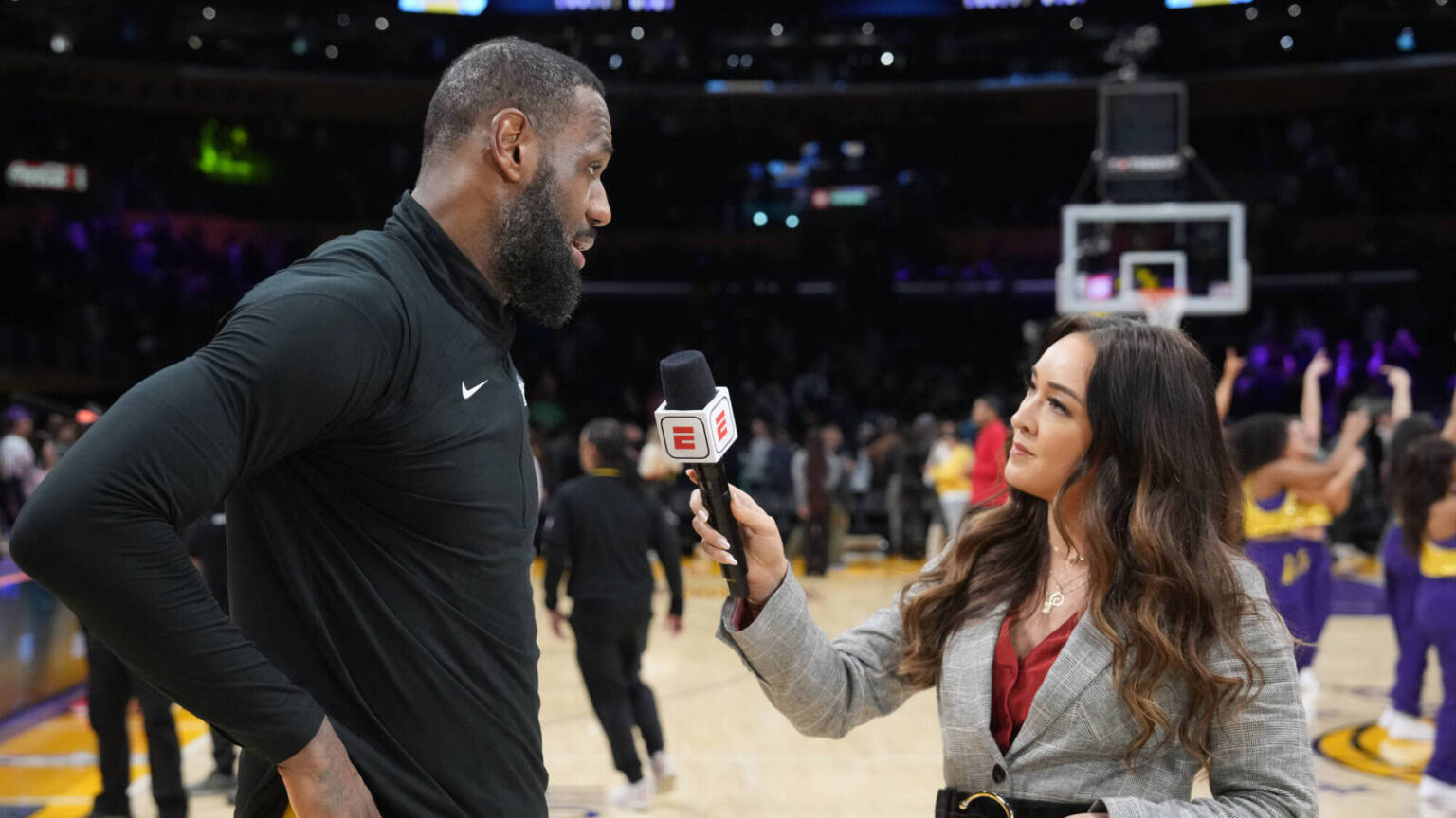 Watch: LeBron James will get distracted throughout interview by son’s recreation on TV