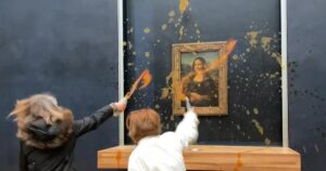 Mona Lisa paint throwers sign what’s mistaken with civilization
