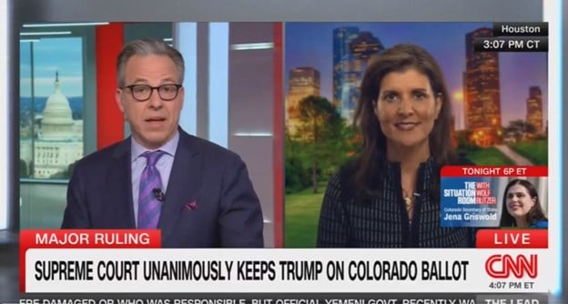 Leftist CNN Anchor Jake Tapper Malfunctions on Reside TV, Tells Nikki Haley : “Donald Trump Participated in an ERECTION” (VIDEO) | The Gateway Pundit Leftist CNN Anchor Jake Tapper Malfunctions on Reside TV, Tells Nikki Haley : “Donald Trump Participated in an ERECTION” (VIDEO) | The Gateway Pundit