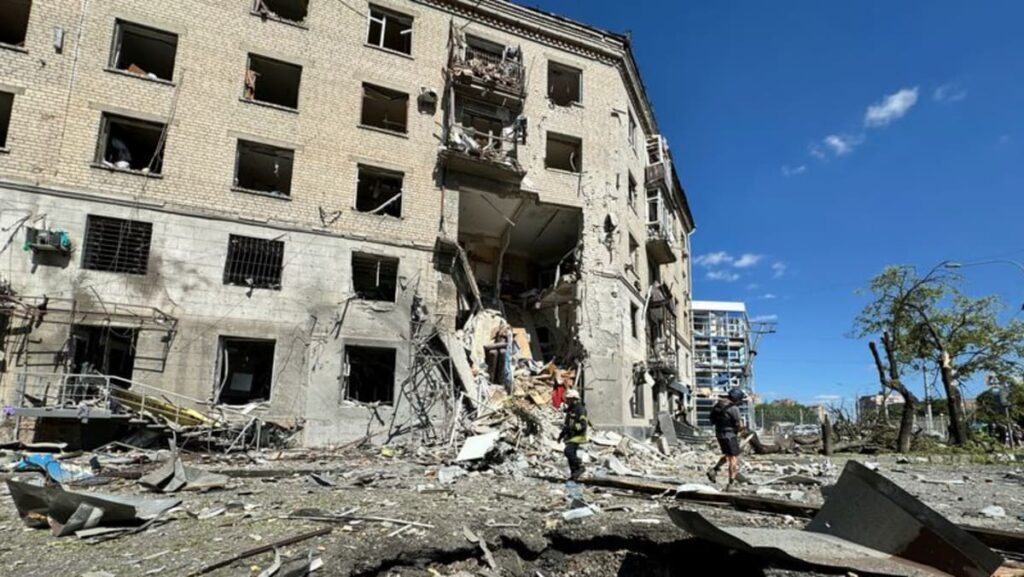 Three killed, dozens damage as Russia hits war-torn Ukraine metropolis