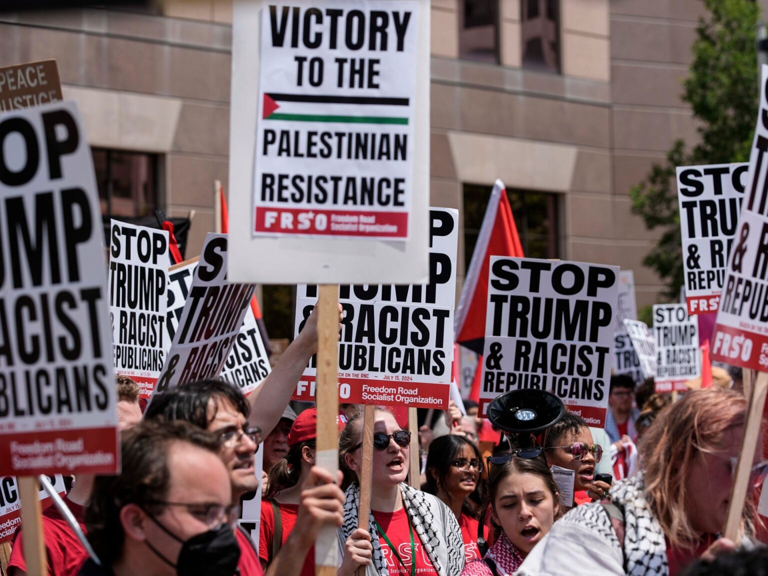 Images: Gaza, abortion and migrant rights protests outdoors RNC in US | Protests Information