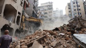Iran parliament speaker visits Beirut website of deadliest Israeli strike