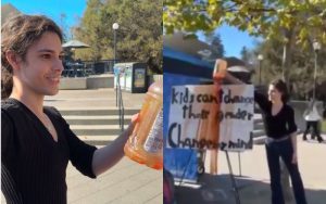 WATCH: Unhinged Transgender Activist Caught on Digital camera Throwing Tomato Juice on Conservative College students at UC Berkeley | The Gateway Pundit