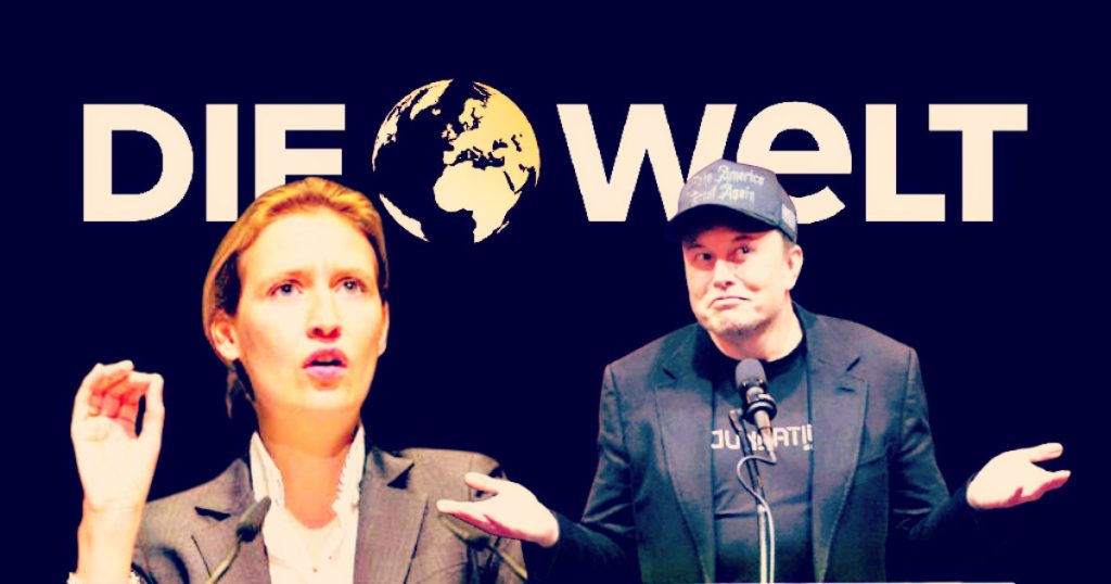 Opinion Editor at Conservative German Newspaper Die Welt Resigns After Article by Elon Musk Defending and ‘Normalizing’ Rightwing AfD Get together | The Gateway Pundit