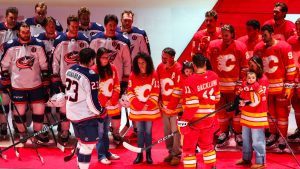 Watch: Flames honor Gaudreau following win over Blue Jackets