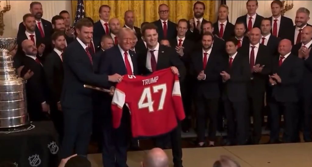 WATCH: Stanley Cup Profitable Florida Panthers Welcomed to White Home – President Trump Gifted With “45-47” Jersey and Hockey Stick | The Gateway Pundit