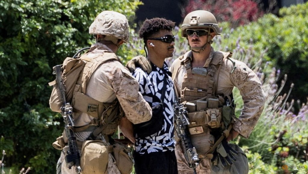 US Marines make first detention in Los Angeles as extra protests anticipated US Marines make first detention in Los Angeles as extra protests anticipated