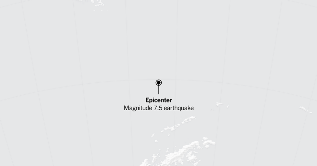 Map: 7.5-Magnitude Earthquake Strikes the South Atlantic Ocean Map: 7.5-Magnitude Earthquake Strikes the South Atlantic Ocean