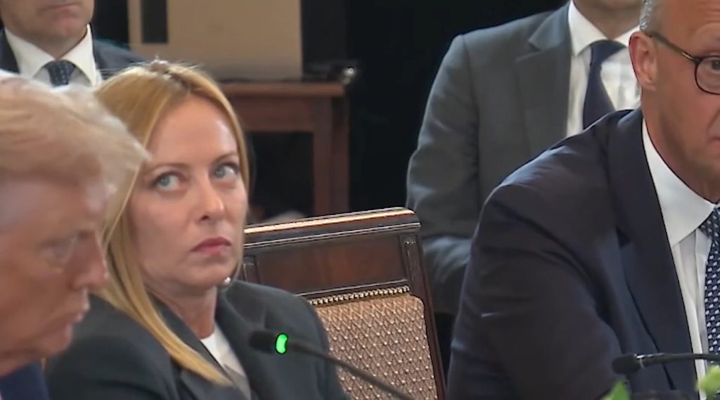 WATCH: Italian Prime Minister Giorgia Meloni Rolls Eyes, Appears Annoyed as German Chancellor Friedrich Merz Lectures Trump and Requires Ceasefire As an alternative of Full Peace Deal – Trump Responds with FIRE | The Gateway Pundit WATCH: Italian Prime Minister Giorgia Meloni Rolls Eyes, Appears Annoyed as German Chancellor Friedrich Merz Lectures Trump and Requires Ceasefire As an alternative of Full Peace Deal – Trump Responds with FIRE | The Gateway Pundit